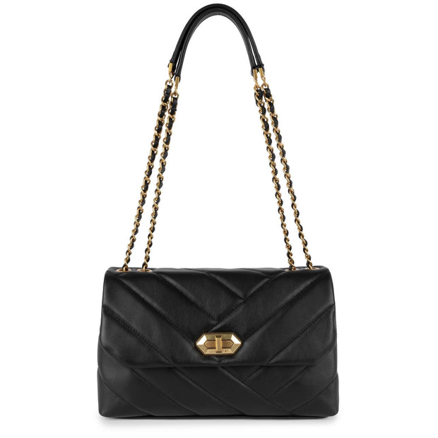 Shoulder Bag - Lancaster Paris - Black - Soft Matelasse