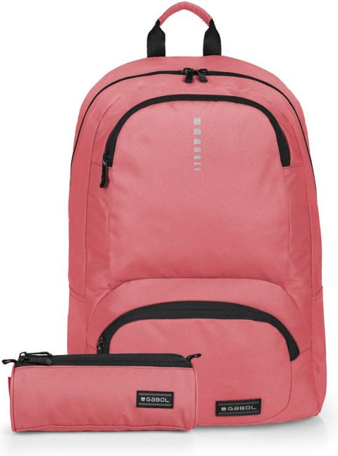 Gabol Backpack + Pencil Case Global - Coral