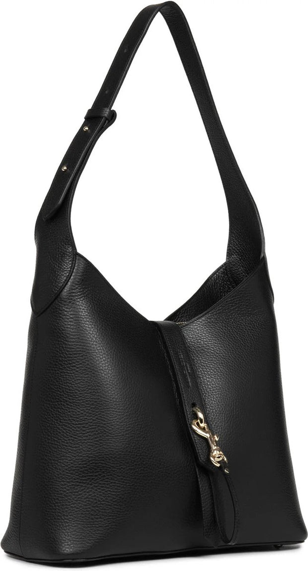 Lancaster Paris Shoulder Bag - Foulonne Double Hook - Leather - Black